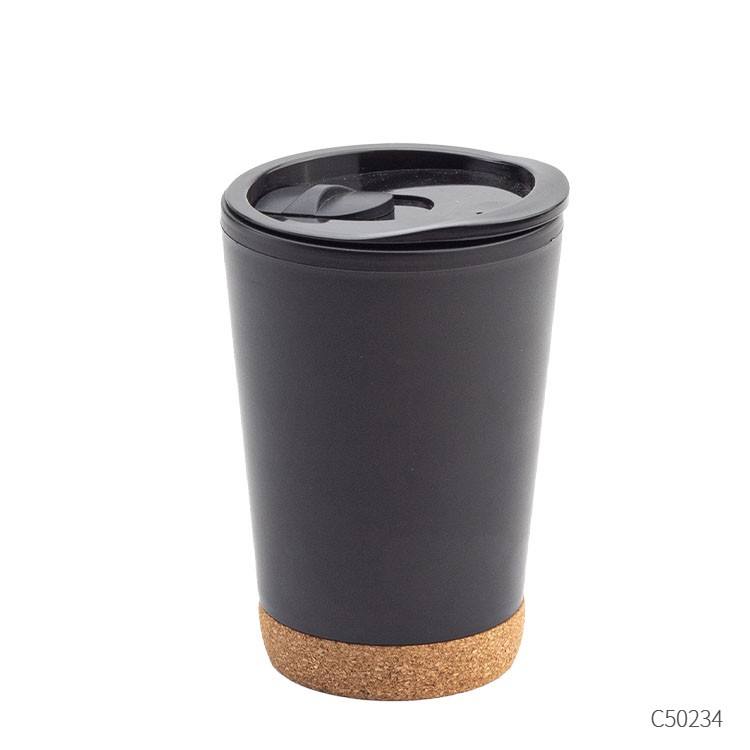 Dark reference cup with lid and cork base