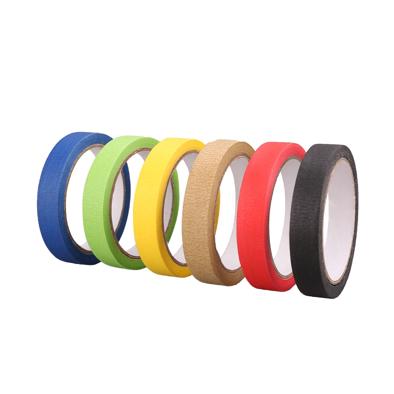 Assorted coloured paper masking-tape rolls