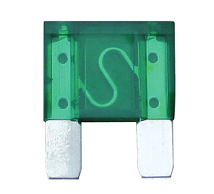 Green automotive blade-fuse appearance reference