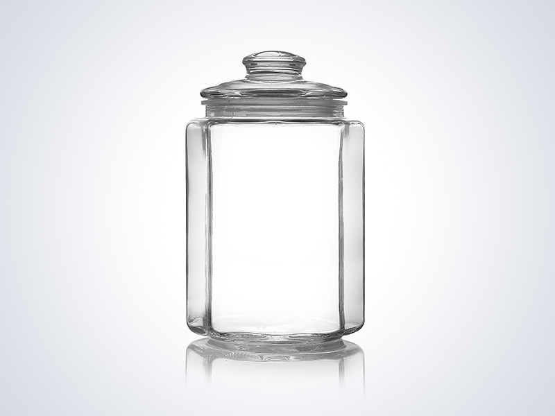 Lidded glass storage jar sourcing illustration