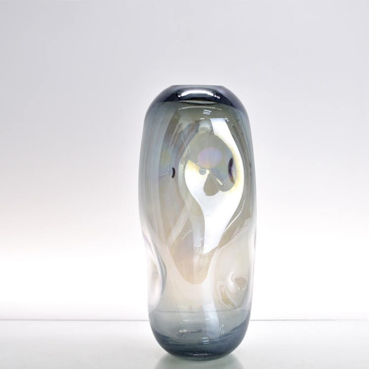 Elongated translucent smoky art-glass vase