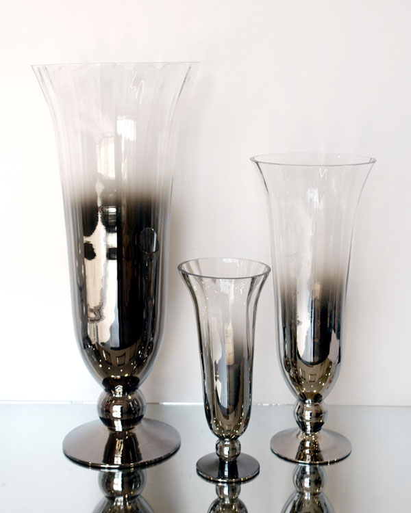 Smoke-gradient footed decorative glass forms