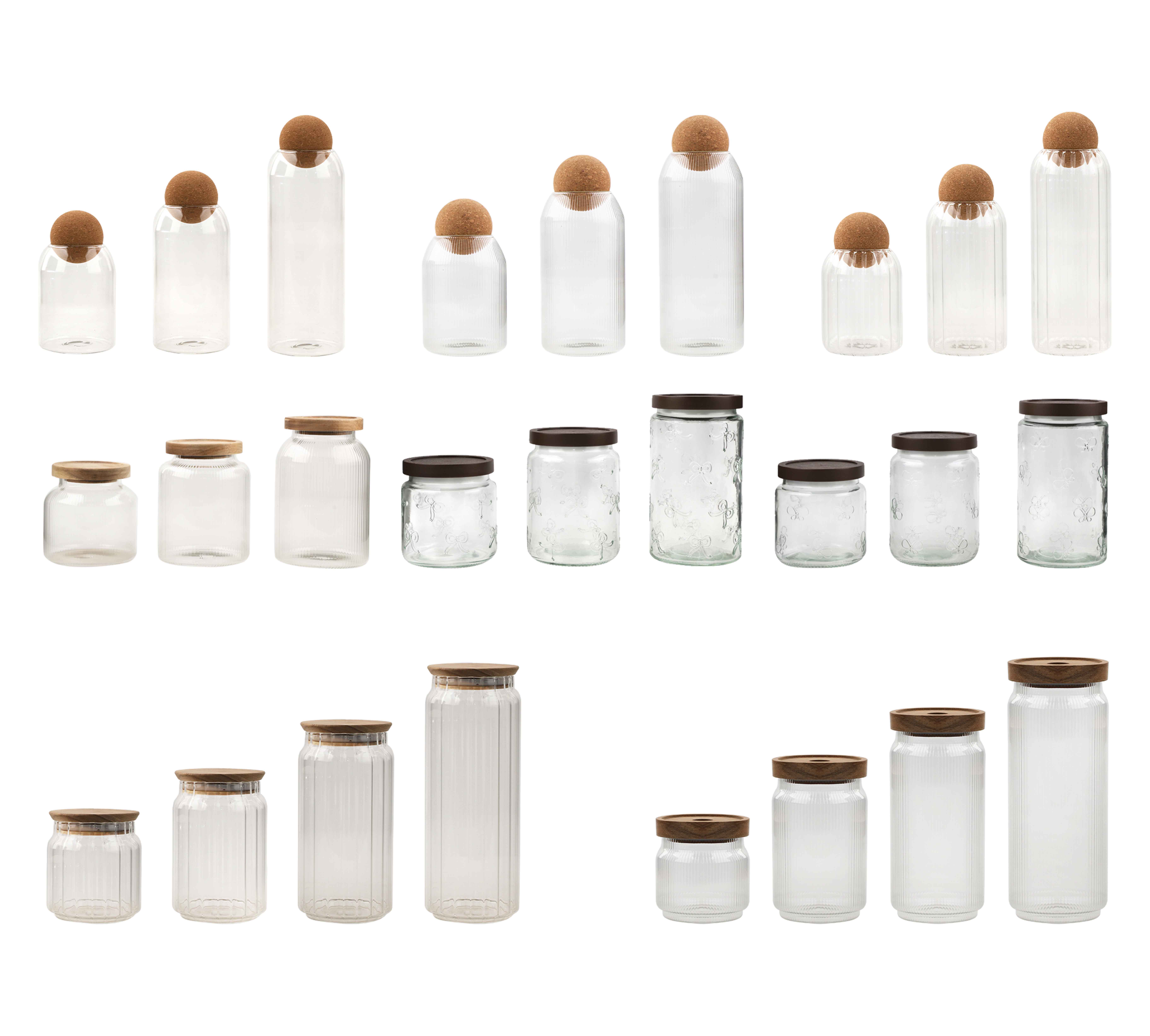Clear and ribbed jars with ball-shaped stoppers sourcing illustration