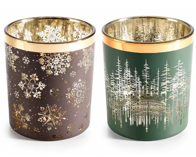 Decorated Christmas glass candle-cup directions
