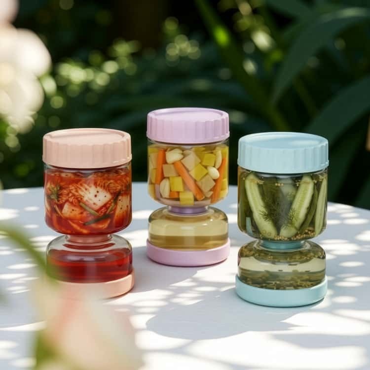 Hourglass-style flip-and-strain pickle-jar directions