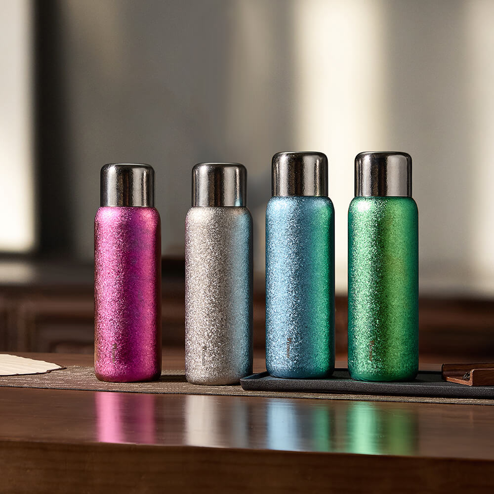 Four metallic-texture portable cup finish directions