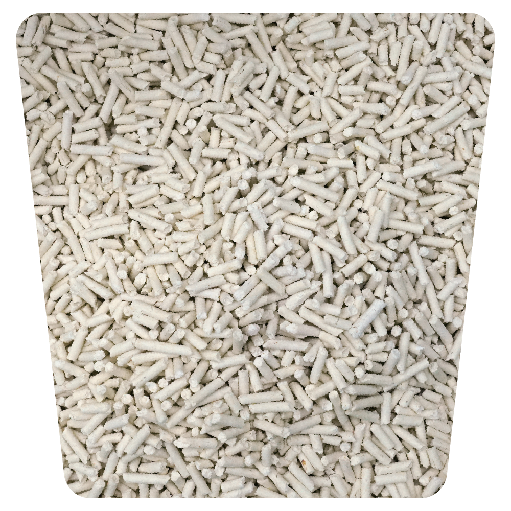 White plant-fibre cat-litter pellets texture reference