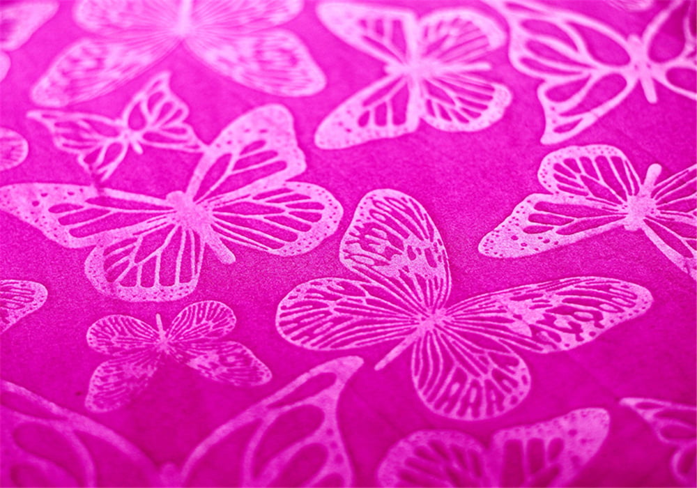Embossed butterfly fabric surface
